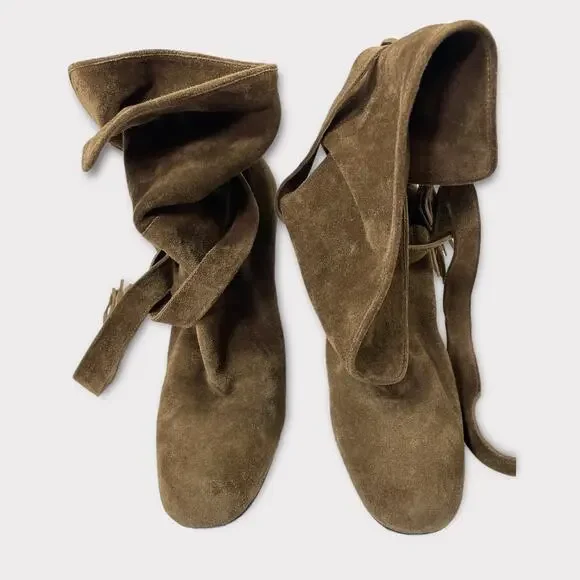 Chloe Brown Suede Heeled Boots - Picture 2 of 8